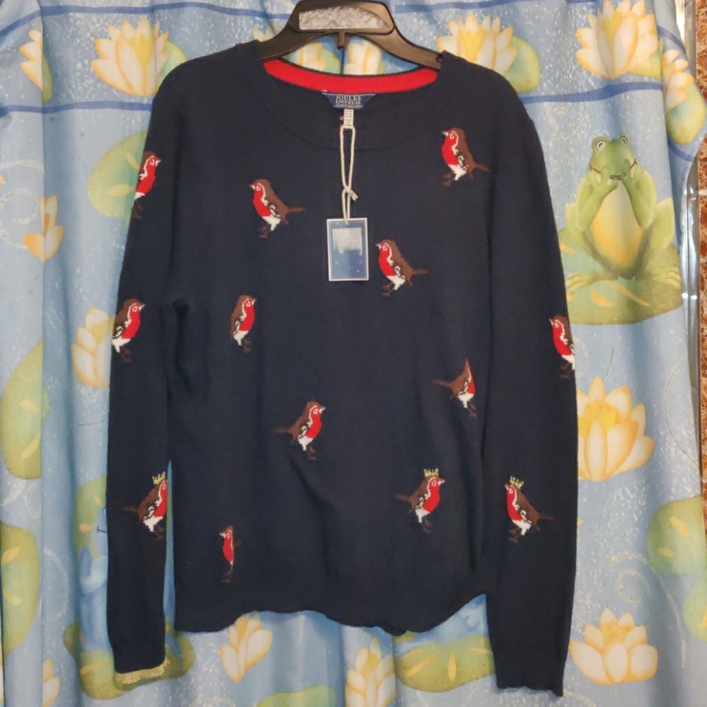 New Joules Navy Blue Bird Sweater